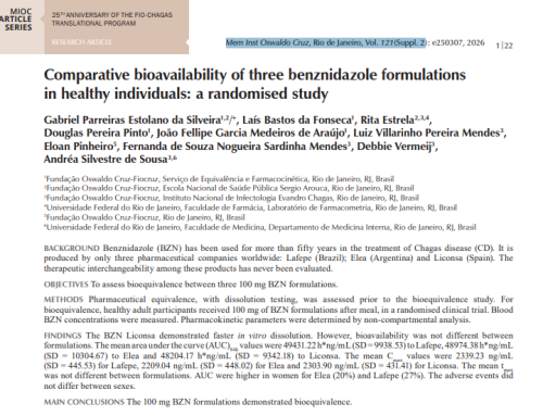 Comparative bioavailability of three benznidazole formulations in healthy individuals: a randomised study